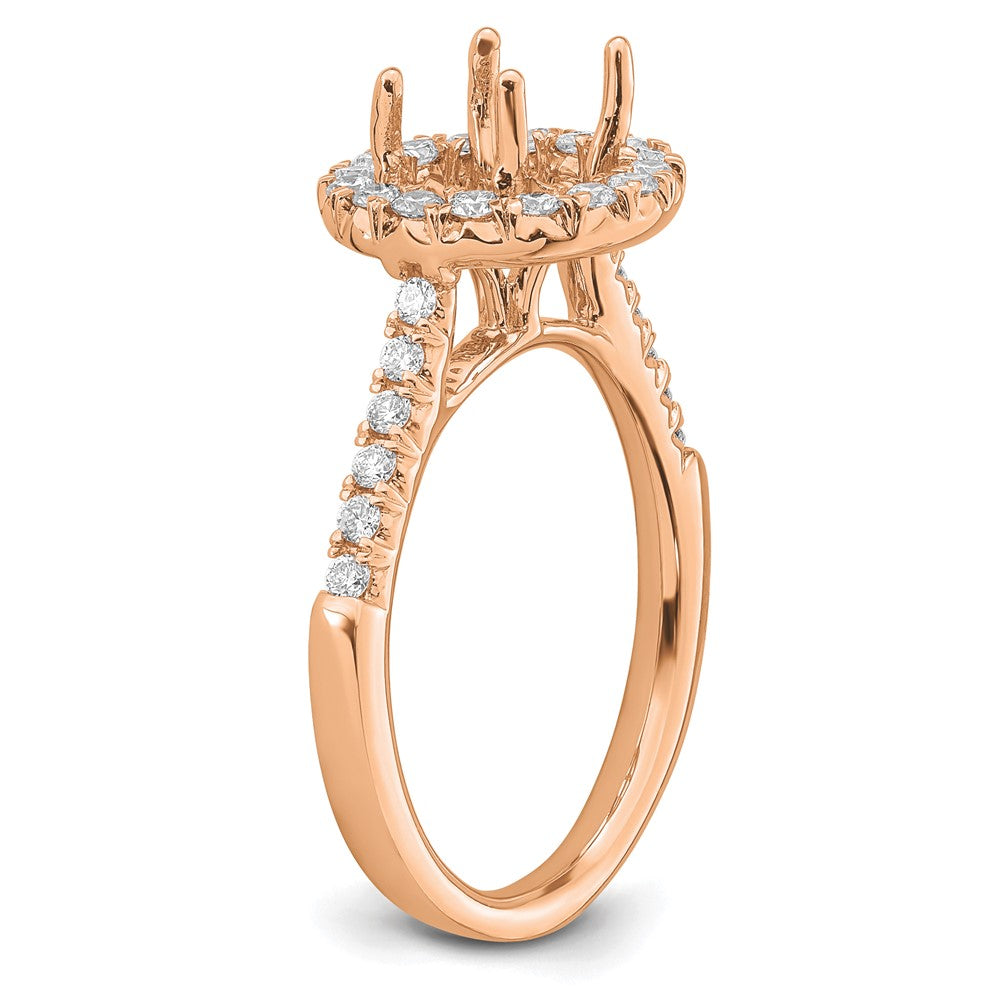 14k Rose Gold 1/2ct Lab Grown Diamond VS/SI+ G+ 2ct Center Semi Eng Ring