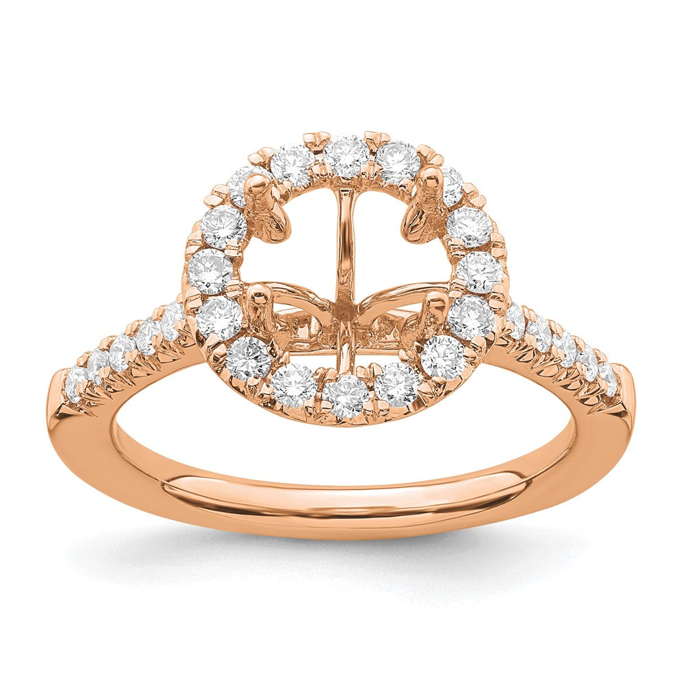 14k Rose Gold 1/2ct Lab Grown Diamond VS/SI+ G+ 2ct Center Semi Eng Ring