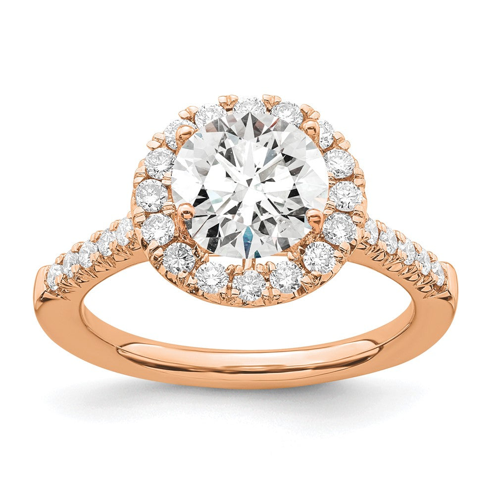 14k Rose Gold 1/2ct Lab Grown Diamond VS/SI+ G+ 2ct Center Semi Eng Ring