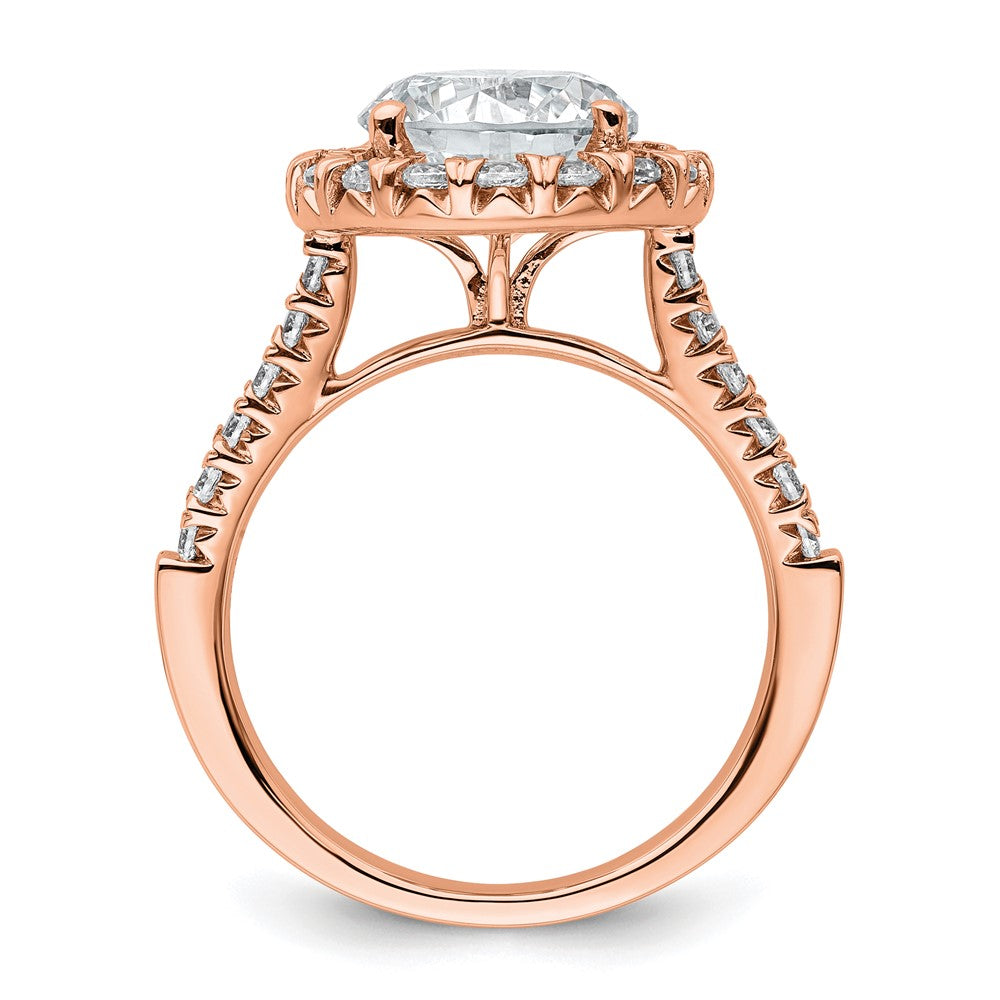 14k Rose Gold 5/8 ct Lab Grown Diamond VS/SI+ G+ 3 ct Center Semi Eng Ring
