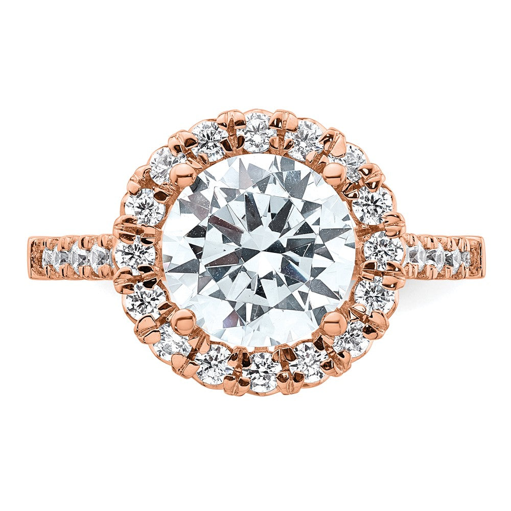 14k Rose Gold 5/8 ct Lab Grown Diamond VS/SI+ G+ 3 ct Center Semi Eng Ring