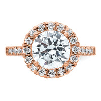 14k Rose Gold 5/8 ct Lab Grown Diamond VS/SI+ G+ 3 ct Center Semi Eng Ring