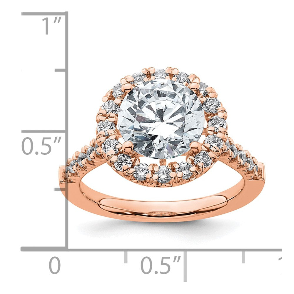 14k Rose Gold 5/8 ct Lab Grown Diamond VS/SI+ G+ 3 ct Center Semi Eng Ring
