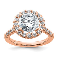 14k Rose Gold 5/8 ct Lab Grown Diamond VS/SI+ G+ 3 ct Center Semi Eng Ring