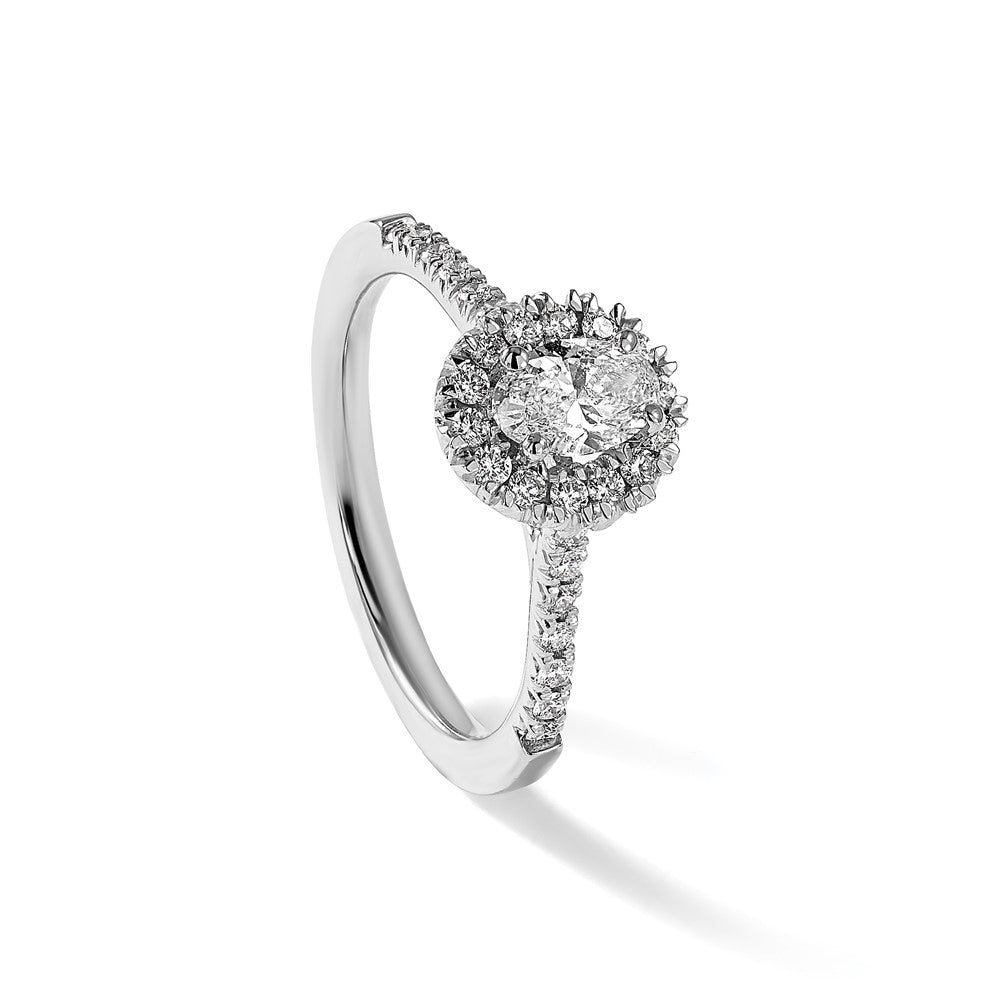 14k White 1/2 ct Lab Grown Diamond VS/SI+ G+ 2 ct Center Oval Semi Eng Ring
