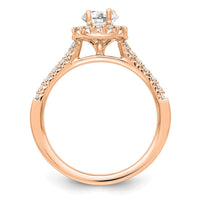 14kr 1/3ct Lab Grown Diamond VS/SI+ G+ 1/2ct Oval Semi Halo Eng Ring