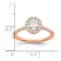 14kr 1/3ct Lab Grown Diamond VS/SI+ G+ 1/2ct Oval Semi Halo Eng Ring