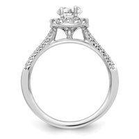 14kw 1/3ct Lab Grown Diamond VS/SI+ G+ 1/2ct Oval Semi Halo Eng Ring