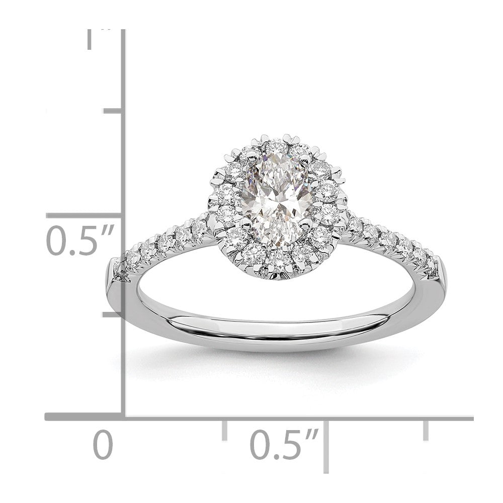 TO 14kw 1/3 ct Lab Grown DIA. VS+ F+ Oval Halo Semi-mount Eng. Ring