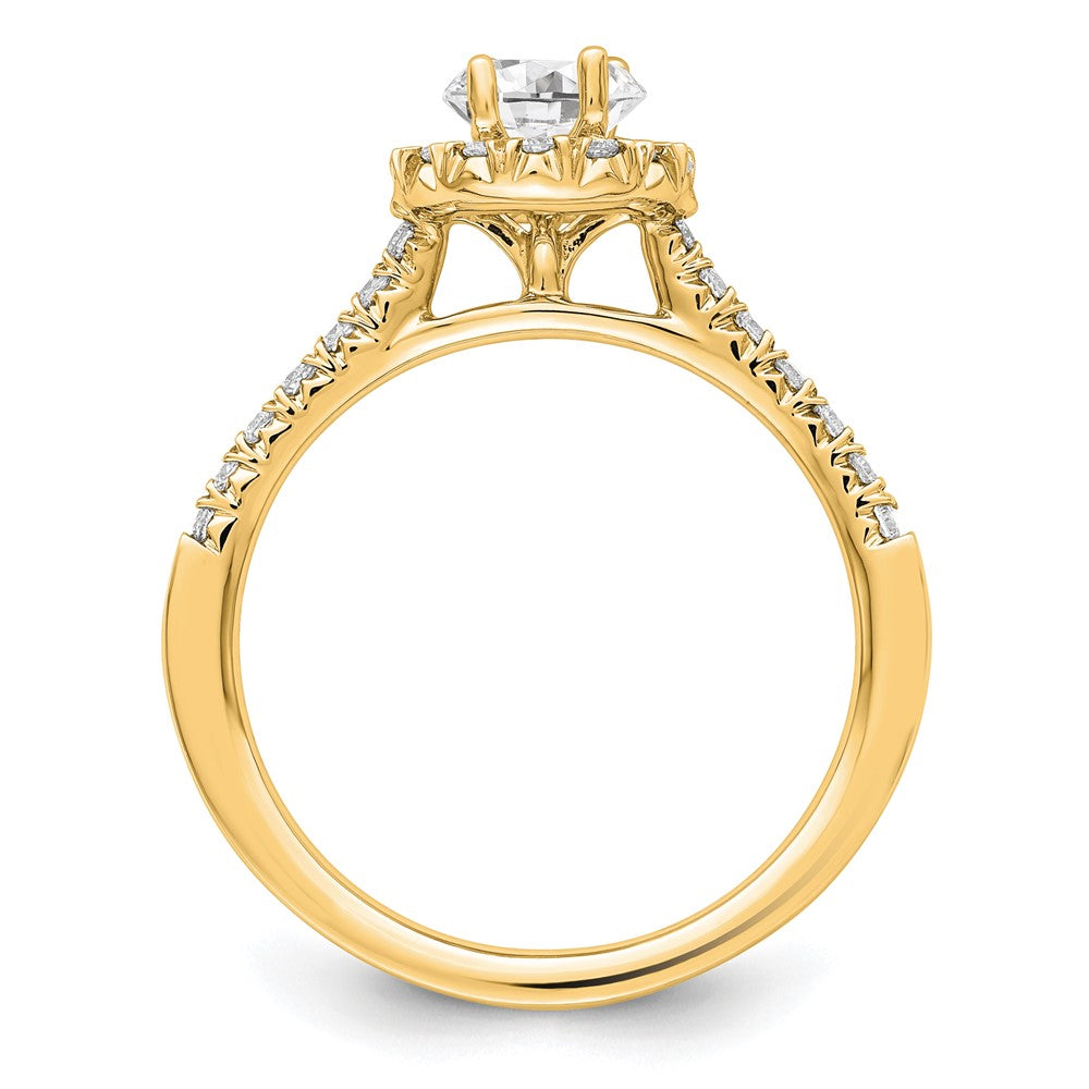 14k 1/3ct Lab Grown Diamond VS/SI+ G+ 1/2ct Oval Semi Halo Eng Ring