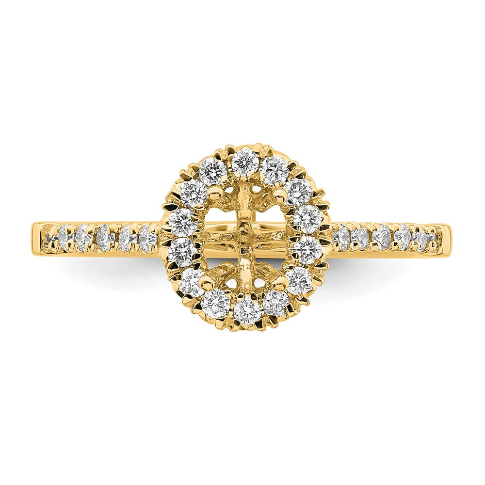 14k 1/3ct Lab Grown Diamond VS/SI+ G+ 1/2ct Oval Semi Halo Eng Ring