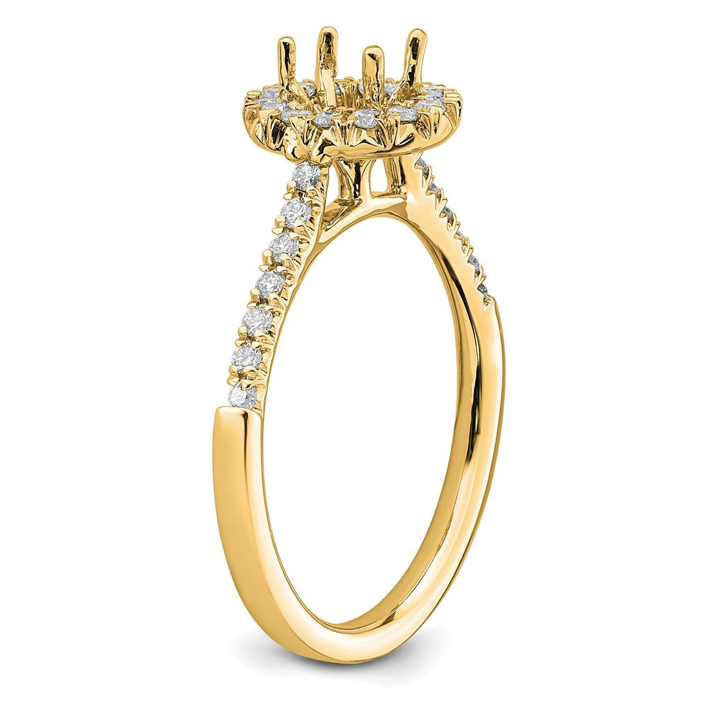 14k 1/3ct Lab Grown Diamond VS/SI+ G+ 1/2ct Oval Semi Halo Eng Ring