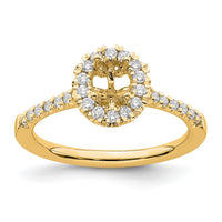 14k 1/3ct Lab Grown Diamond VS/SI+ G+ 1/2ct Oval Semi Halo Eng Ring