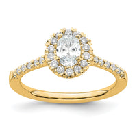 14k 1/3ct Lab Grown Diamond VS/SI+ G+ 1/2ct Oval Semi Halo Eng Ring