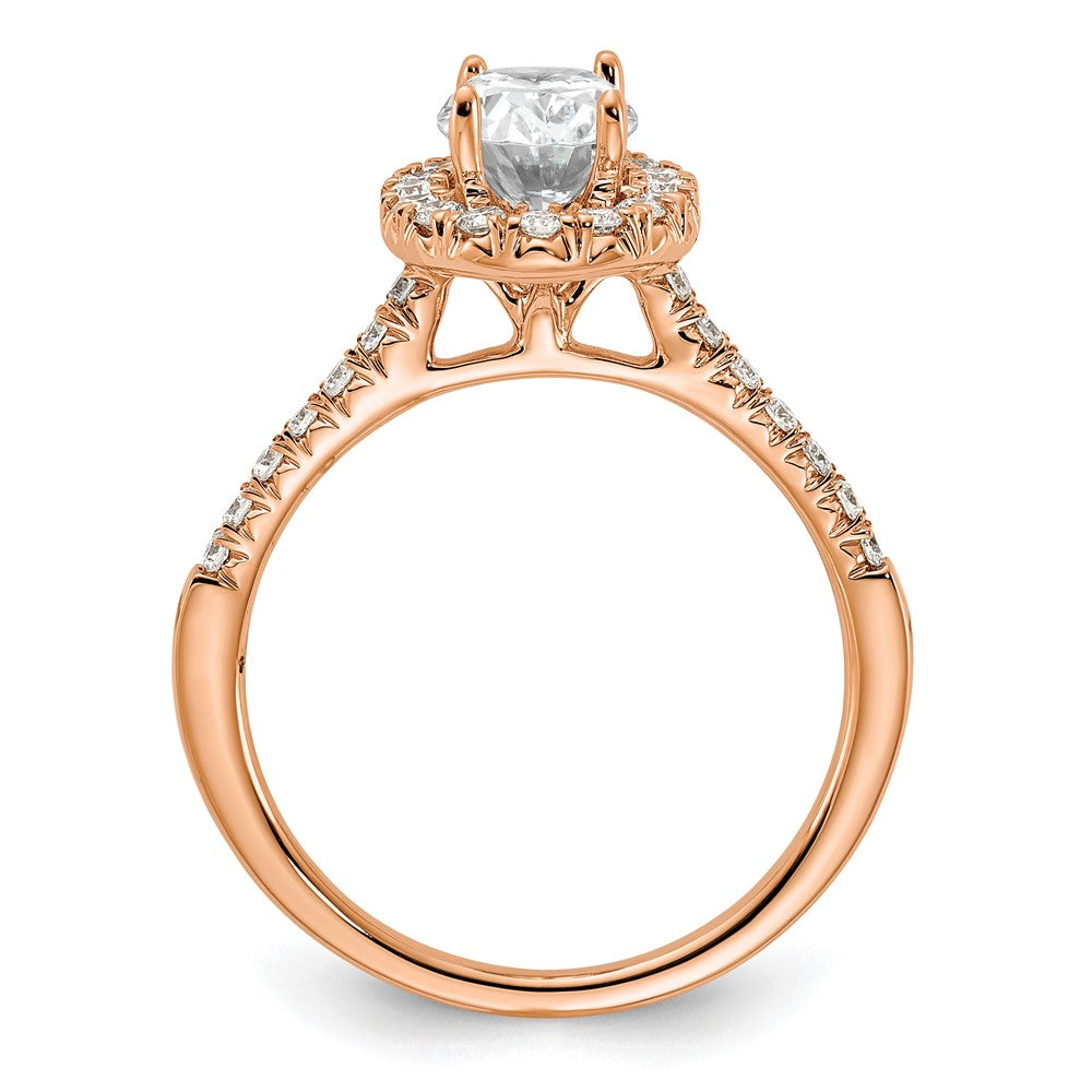 True Origin 14kr 1 3/8ct Cert Lab Grown Dia VS+ F+ Oval Comp Halo Eng Ring