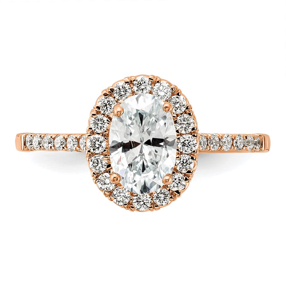 14k Rose TRUE ORIGIN Lab Grown Dia VS+ F+ S/M Oval Halo Eng. Ring