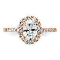 14k Rose TRUE ORIGIN Lab Grown Dia VS+ F+ S/M Oval Halo Eng. Ring