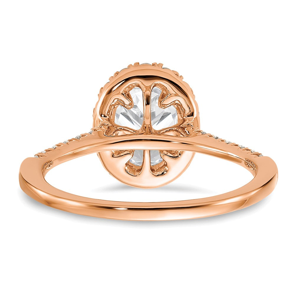 True Origin 14kr 1 3/8ct Cert Lab Grown Dia VS+ F+ Oval Comp Halo Eng Ring