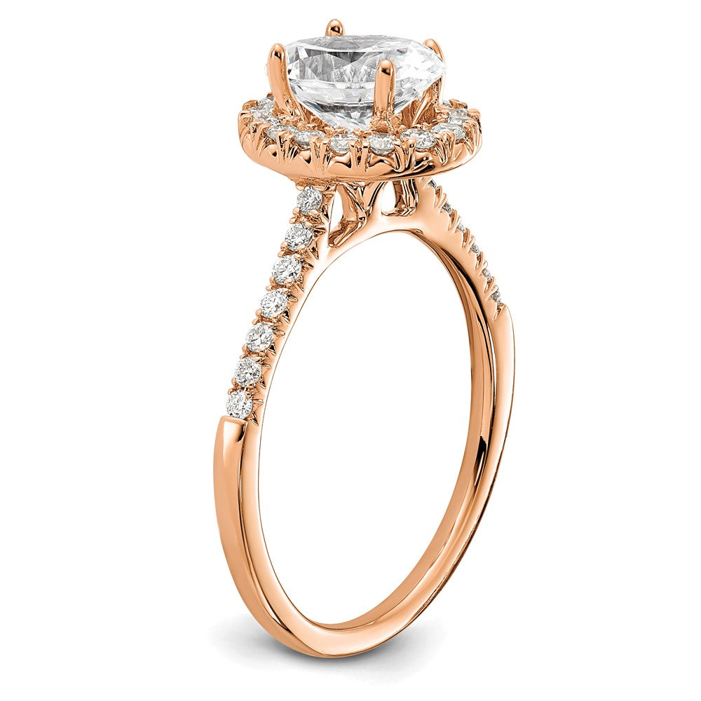 14k Rose TRUE ORIGIN Lab Grown Dia VS+ F+ S/M Oval Halo Eng. Ring