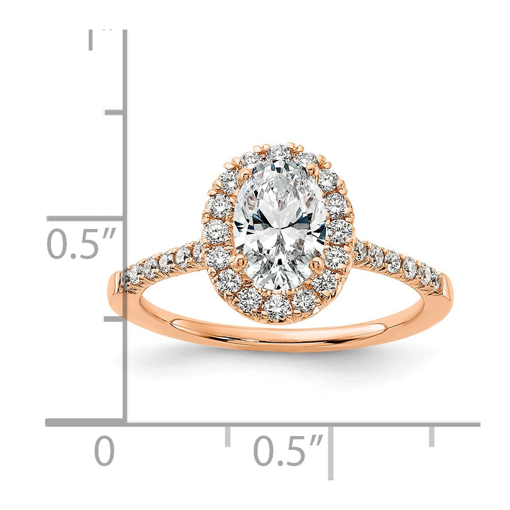 14k Rose TRUE ORIGIN Lab Grown Dia VS+ F+ S/M Oval Halo Eng. Ring