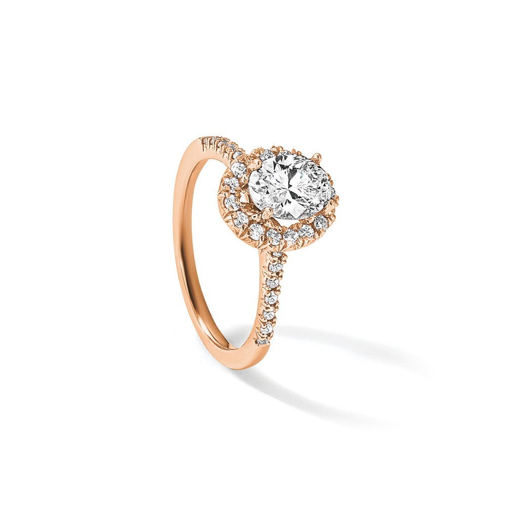 14kr 7/8ct Lab Grown Diamond VS/SI+ G+ Oval Comp Halo Eng Ring