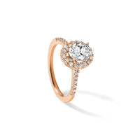 14kr 7/8ct Lab Grown Diamond VS/SI+ G+ Oval Comp Halo Eng Ring