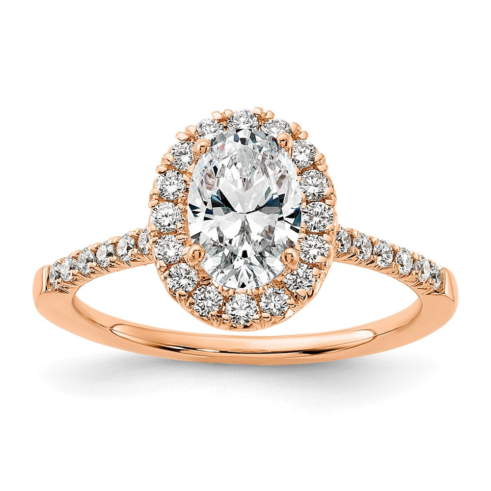 14k Rose TRUE ORIGIN Lab Grown Dia VS+ F+ S/M Oval Halo Eng. Ring