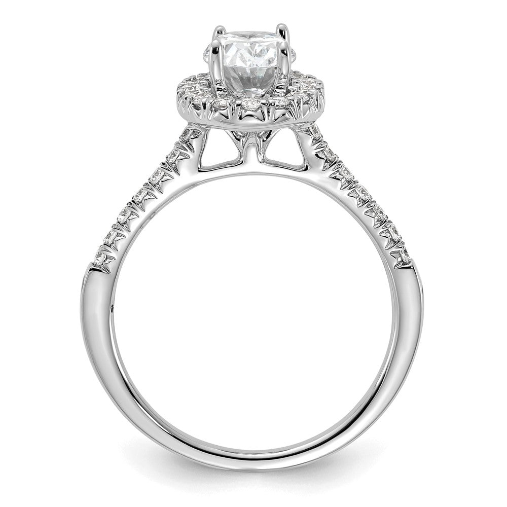 14kw 3/8ct Lab Grown Diamond VS/SI+ G+ 1ct Oval Semi Halo Eng Ring