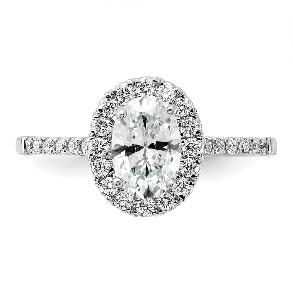 14kw 3/8ct Lab Grown Diamond VS/SI+ G+ 1ct Oval Semi Halo Eng Ring