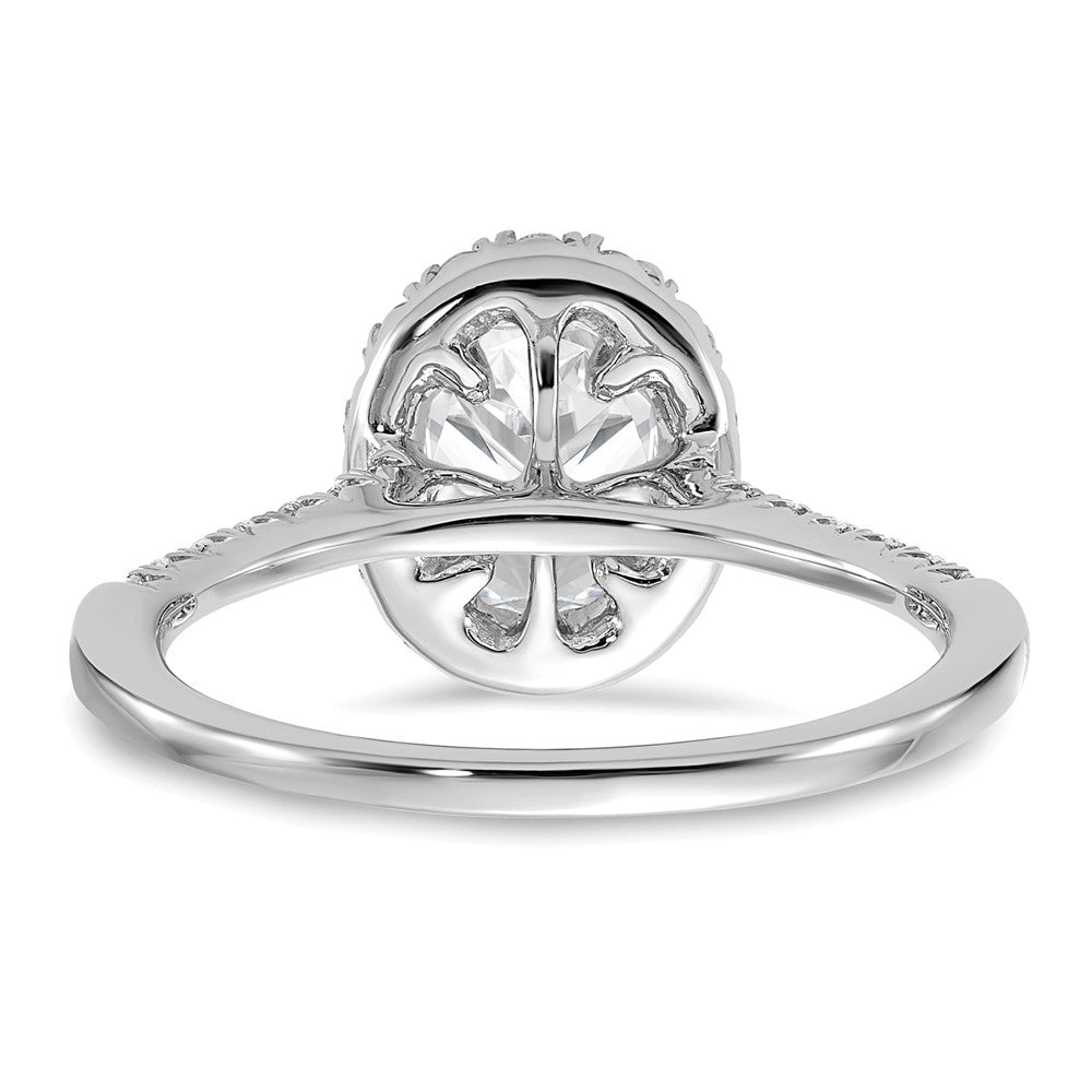 14kw 3/8ct Lab Grown Diamond VS/SI+ G+ 1ct Oval Semi Halo Eng Ring