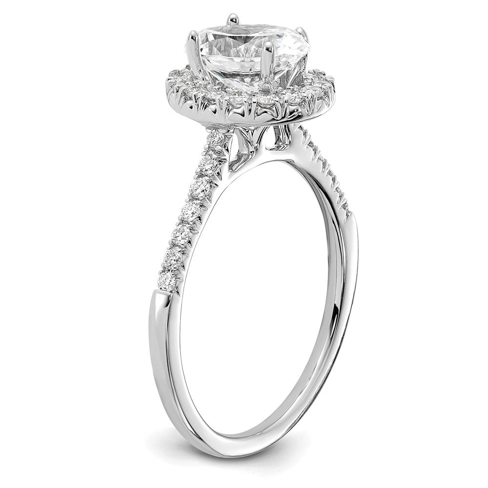 14kw 3/8ct Lab Grown Diamond VS/SI+ G+ 1ct Oval Semi Halo Eng Ring