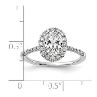 14kw 3/8ct Lab Grown Diamond VS/SI+ G+ 1ct Oval Semi Halo Eng Ring