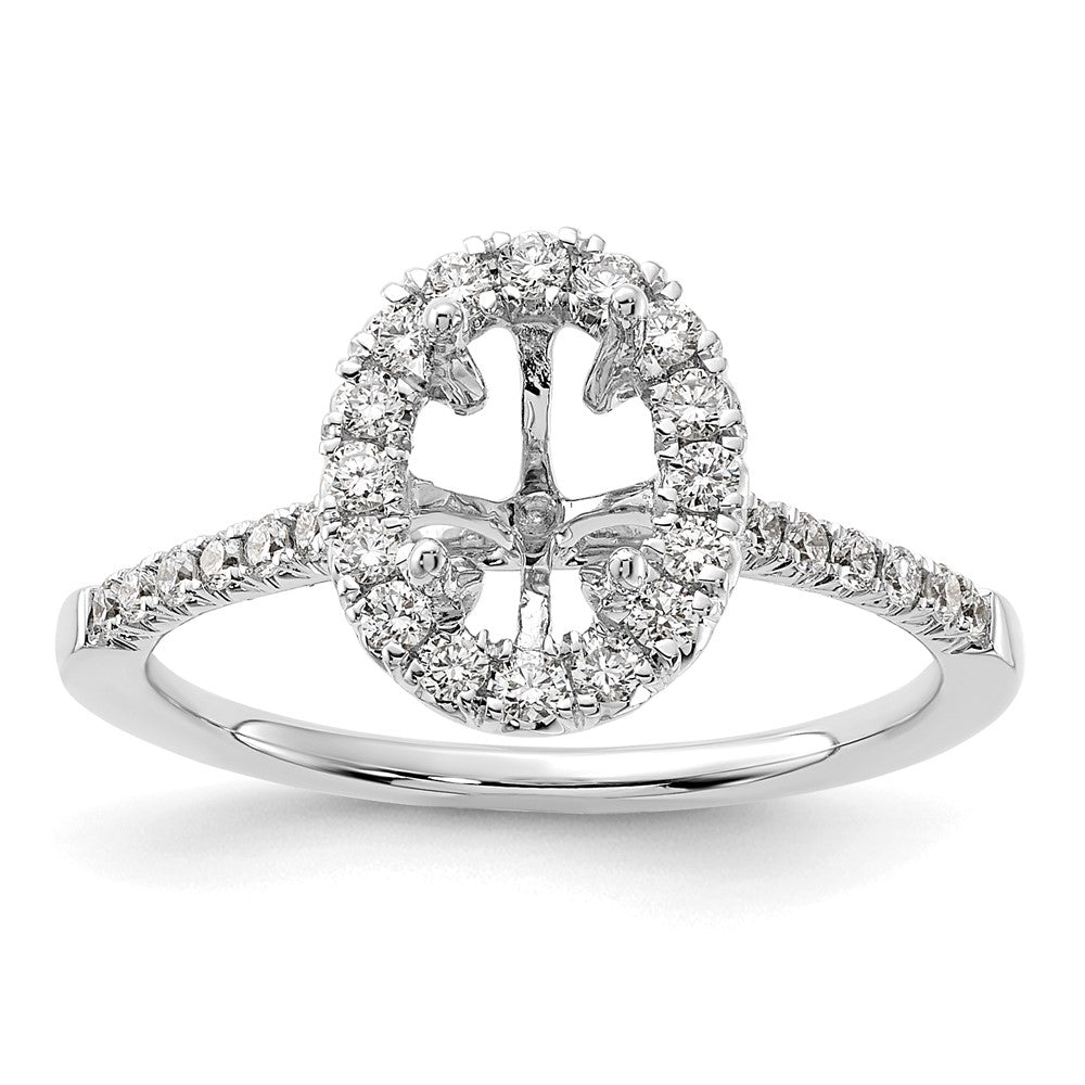 14kw 3/8ct Lab Grown Diamond VS/SI+ G+ 1ct Oval Semi Halo Eng Ring