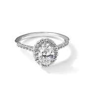 14kw Cert 2 1/2ct Oval Lab Grown VS/SI+ G+ Dia Halo Comp Engagement Ring