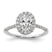 14kw 3/8ct Lab Grown Diamond VS/SI+ G+ 1ct Oval Semi Halo Eng Ring