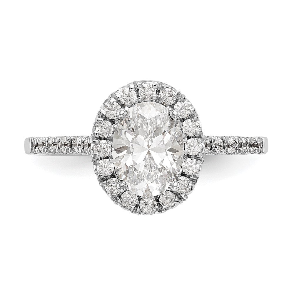 True Origin 14k 7/8ct Cert Lab Grown Dia VS+ F+ Oval S/M Halo Eng Ring
