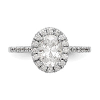 True Origin 14k 7/8ct Cert Lab Grown Dia VS+ F+ Oval S/M Halo Eng Ring