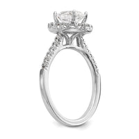 True Origin 14k 7/8ct Cert Lab Grown Dia VS+ F+ Oval S/M Halo Eng Ring