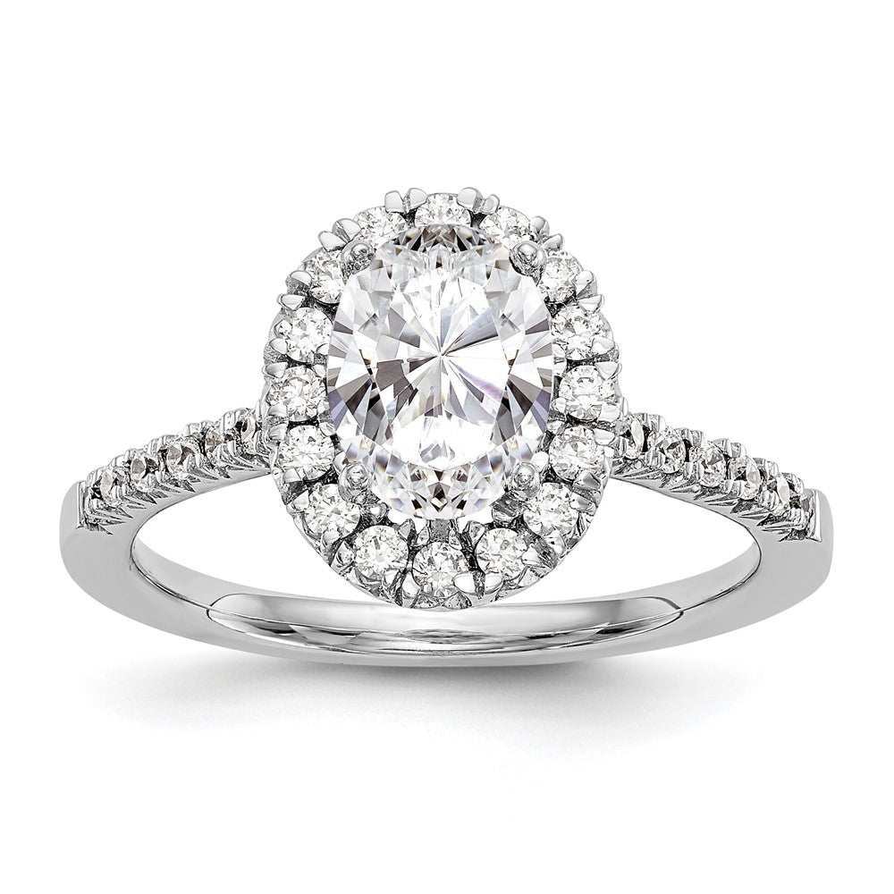 True Origin 14k 7/8ct Cert Lab Grown Dia VS+ F+ Oval S/M Halo Eng Ring