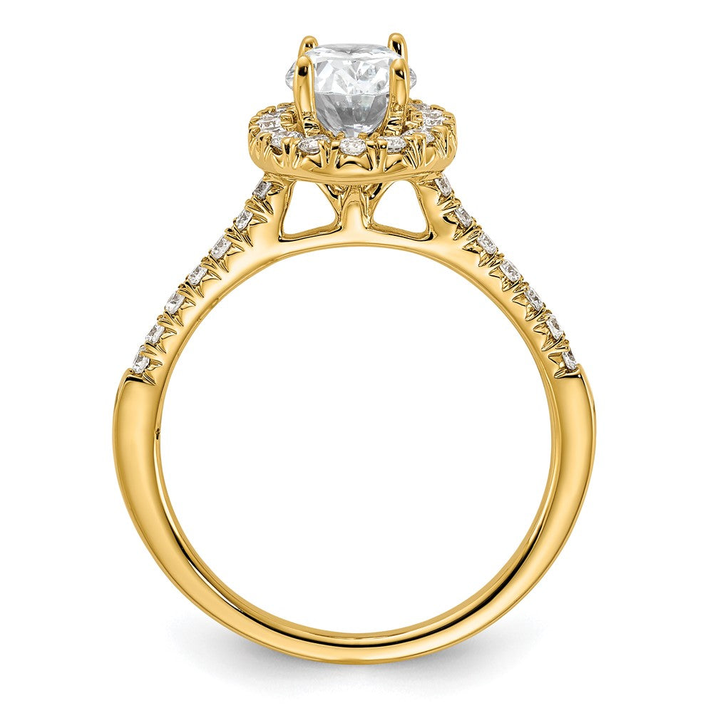 14k 3/8ct Lab Grown Diamond VS/SI+ G+ 1ct Oval Semi Halo Eng Ring