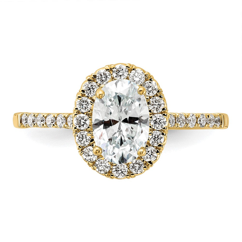 14k 7/8ct Lab Grown Diamond VS/SI+ G+ Oval Comp Halo Eng Ring