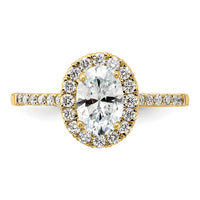 14k 3/8ct Lab Grown Diamond VS/SI+ G+ 1ct Oval Semi Halo Eng Ring