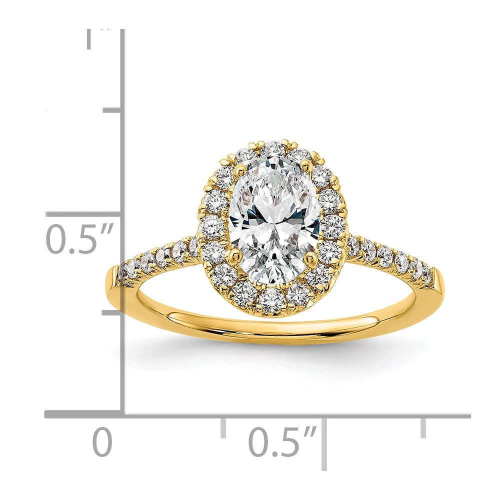 14k 7/8ct Lab Grown Diamond VS/SI+ G+ Oval Comp Halo Eng Ring