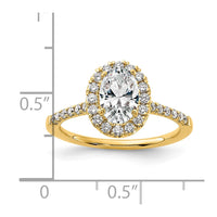 14k 7/8ct Lab Grown Diamond VS/SI+ G+ Oval Comp Halo Eng Ring