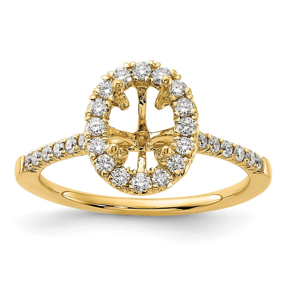 14k 7/8ct Lab Grown Diamond VS/SI+ G+ Oval Comp Halo Eng Ring