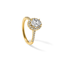 True Origin 14k 1 3/8ct Cert Lab Grown Dia VS+ F+ Oval Comp Halo Eng Ring