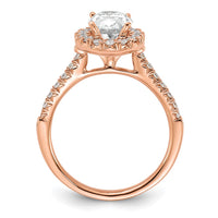 14k Rose 1/2 ct Lab Grown Dia VS/SI+ G+ 1 1/2 ct Center Oval Semi Eng Ring