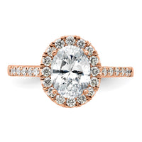 14k Rose 1/2 ct Lab Grown Dia VS/SI+ G+ 1 1/2 ct Center Oval Semi Eng Ring