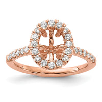 14k Rose 1/2 ct Lab Grown Dia VS/SI+ G+ 1 1/2 ct Center Oval Semi Eng Ring