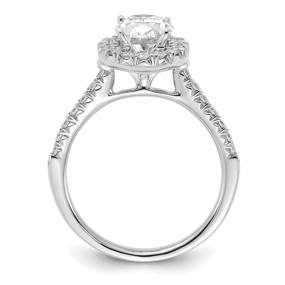 14k White 1/2 ct Lab Grown Dia VS/SI+ G+ 1 1/2 ct Center Oval Semi Eng Ring